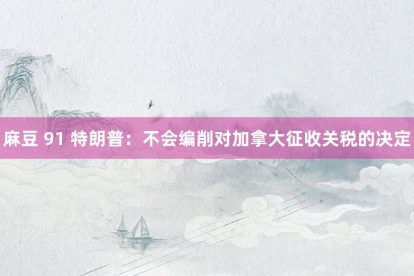 麻豆 91 特朗普：不会编削对加拿大征收关税的决定