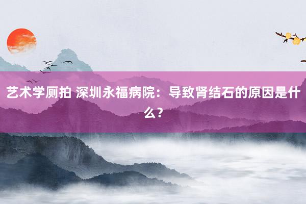 艺术学厕拍 深圳永福病院：导致肾结石的原因是什么？