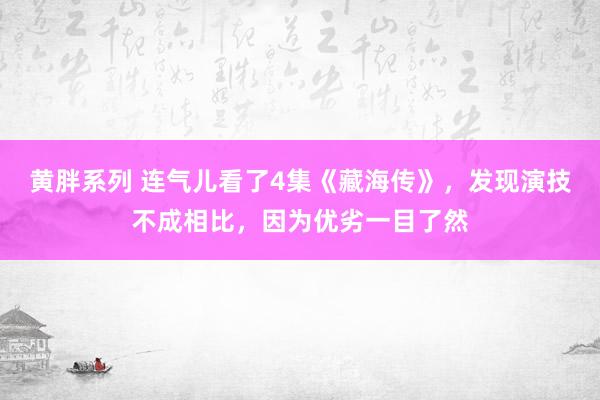 黄胖系列 连气儿看了4集《藏海传》，发现演技不成相比，因为优劣一目了然
