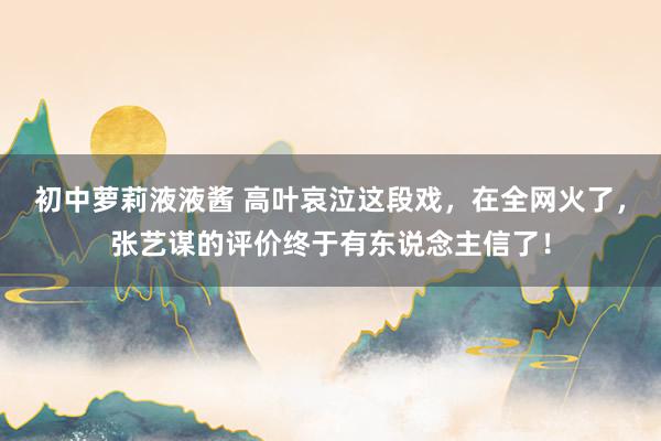 初中萝莉液液酱 高叶哀泣这段戏，在全网火了，张艺谋的评价终于有东说念主信了！