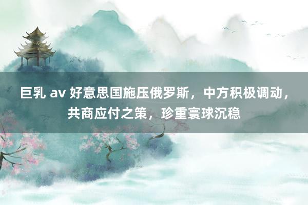 巨乳 av 好意思国施压俄罗斯，中方积极调动，共商应付之策，珍重寰球沉稳