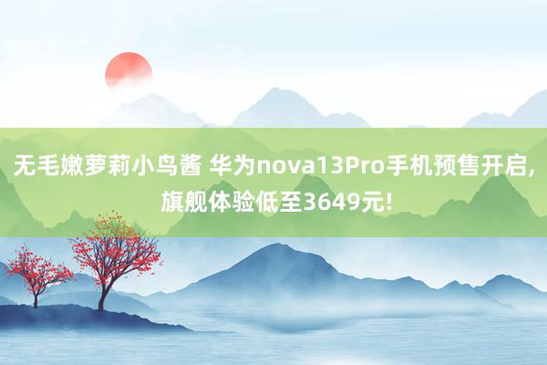 无毛嫩萝莉小鸟酱 华为nova13Pro手机预售开启， 旗舰体验低至3649元!