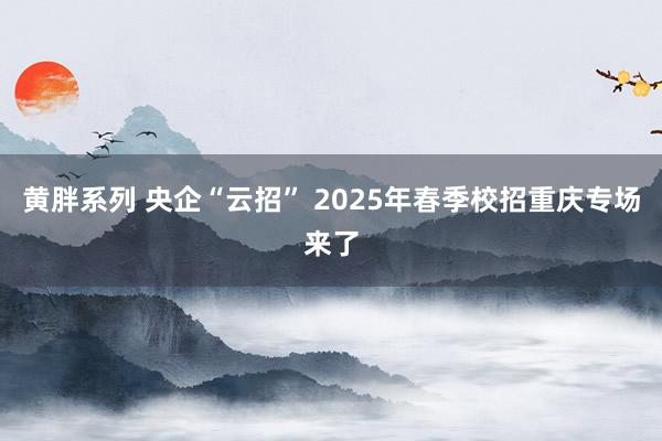 黄胖系列 央企“云招” 2025年春季校招重庆专场来了