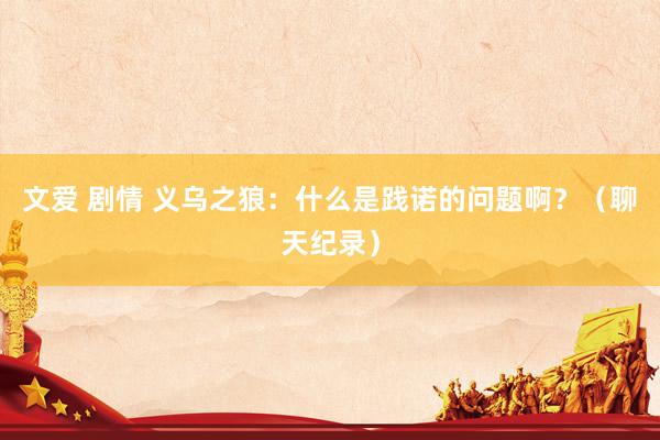 文爱 剧情 义乌之狼：什么是践诺的问题啊？（聊天纪录）